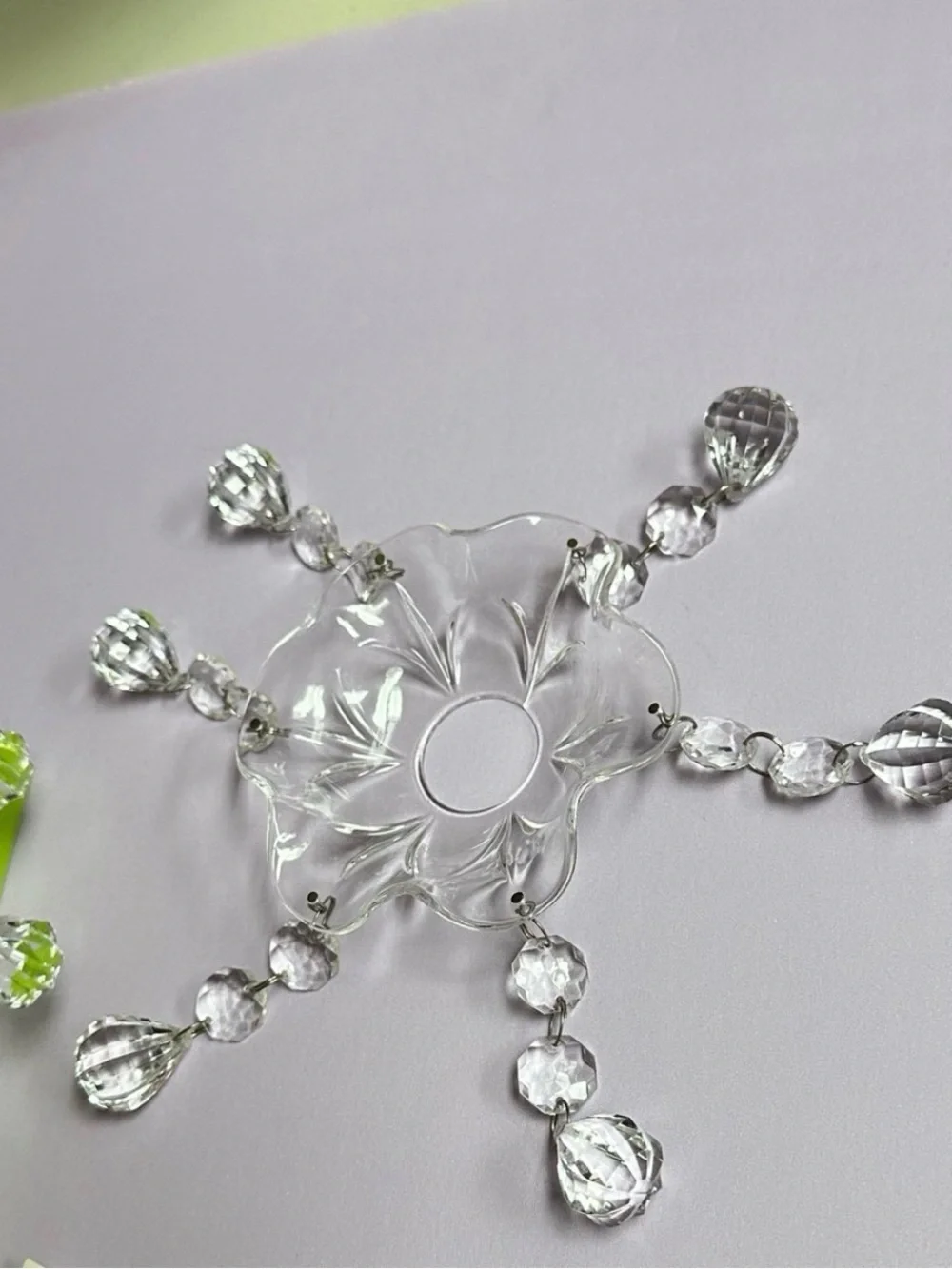 Vintage Clear Acrylic Beaded Bobeche for candlesticks 2 pcs